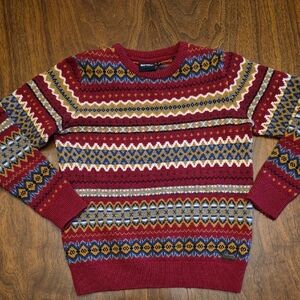 BARBOUR Case Fair Isle Wool Sweater Red XL